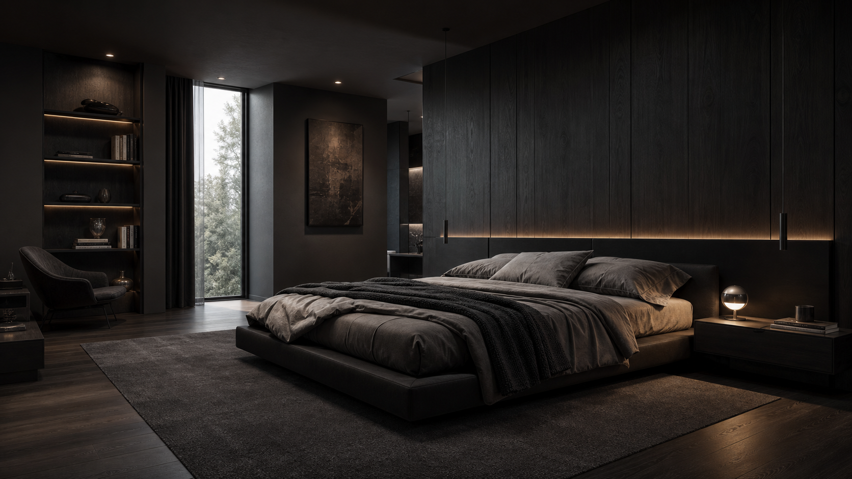 Conception architecturale d'une chambre luxueuse et design