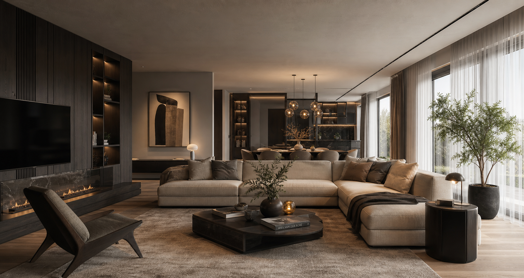 Aménagement de salon moderne et lumineux sur mesure par Kalia Design